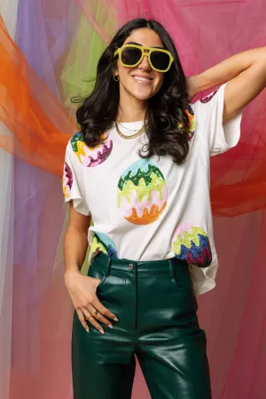  Queen of Sparkles White Groovy Easter Egg Tee 