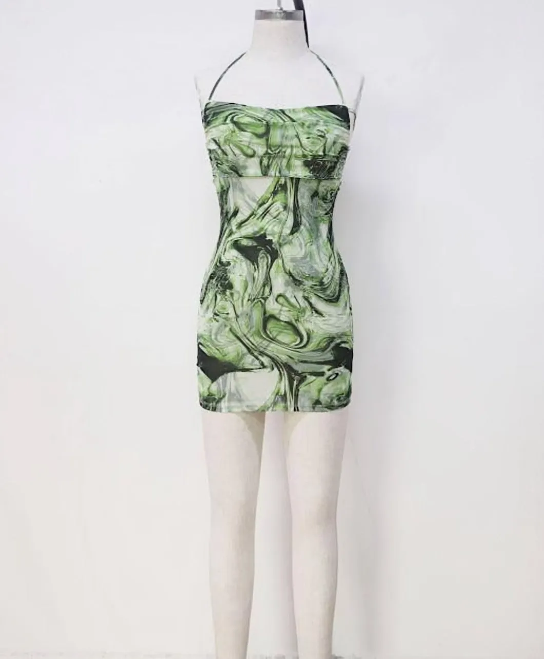 "Spring Vibes In Every Step" Halter Tie Neck & Back Mini Dress.