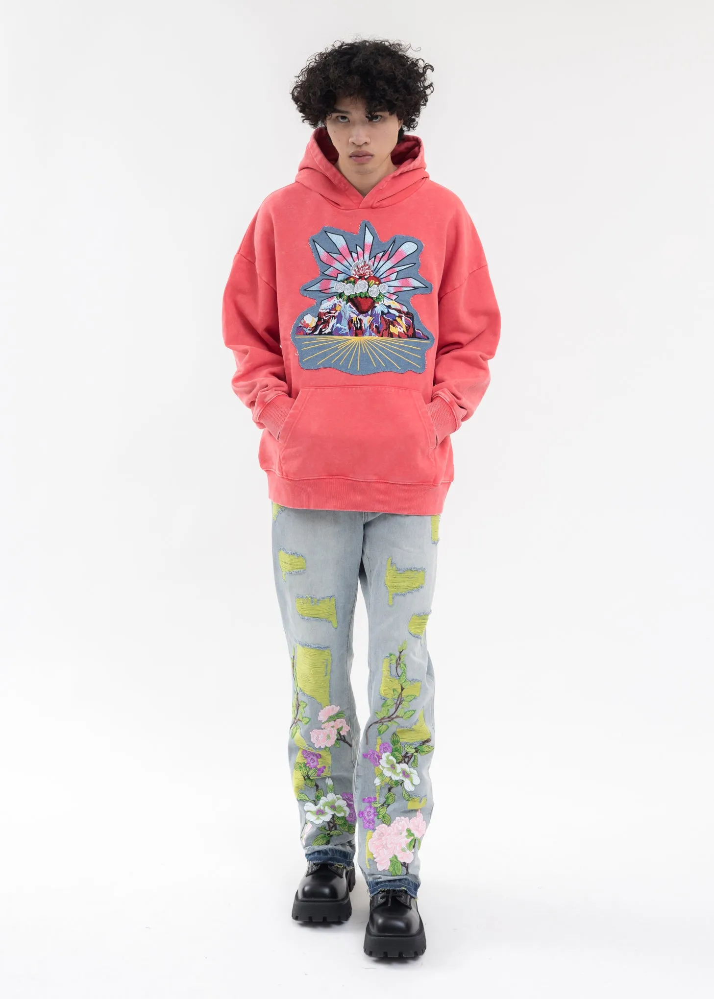 RED PATCHWORK HOODIE