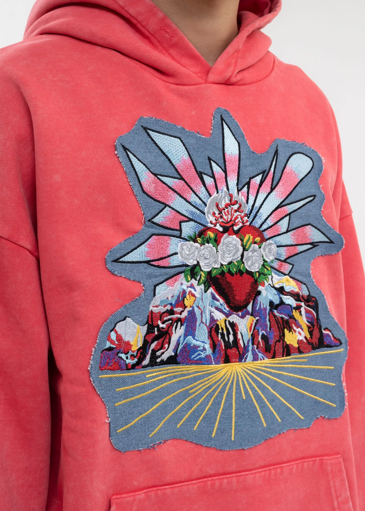 RED PATCHWORK HOODIE