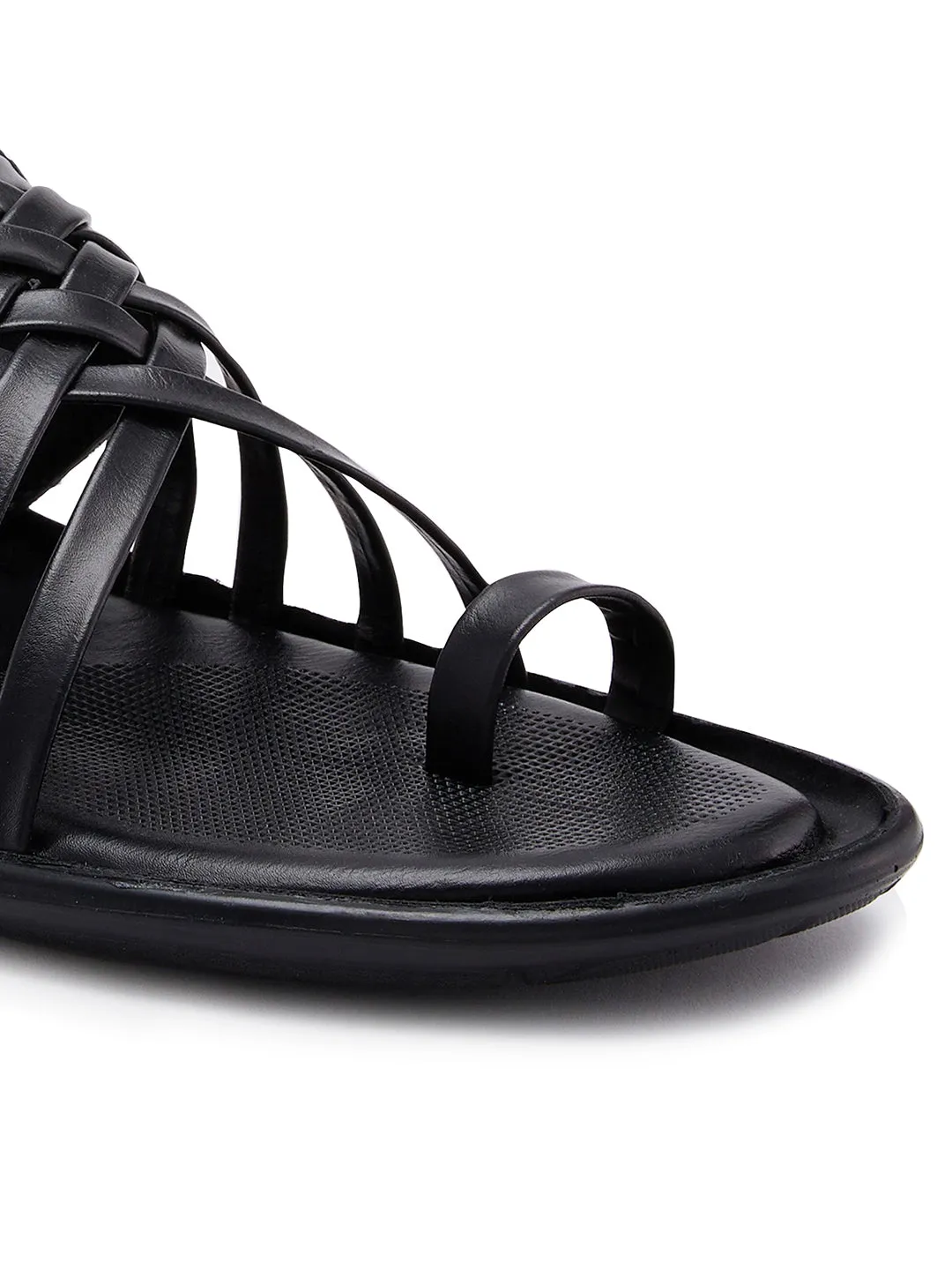 Regal Black Men One Toe Formal Strappy Sandal