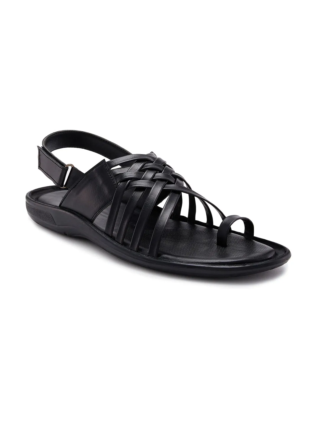 Regal Black Men One Toe Formal Strappy Sandal