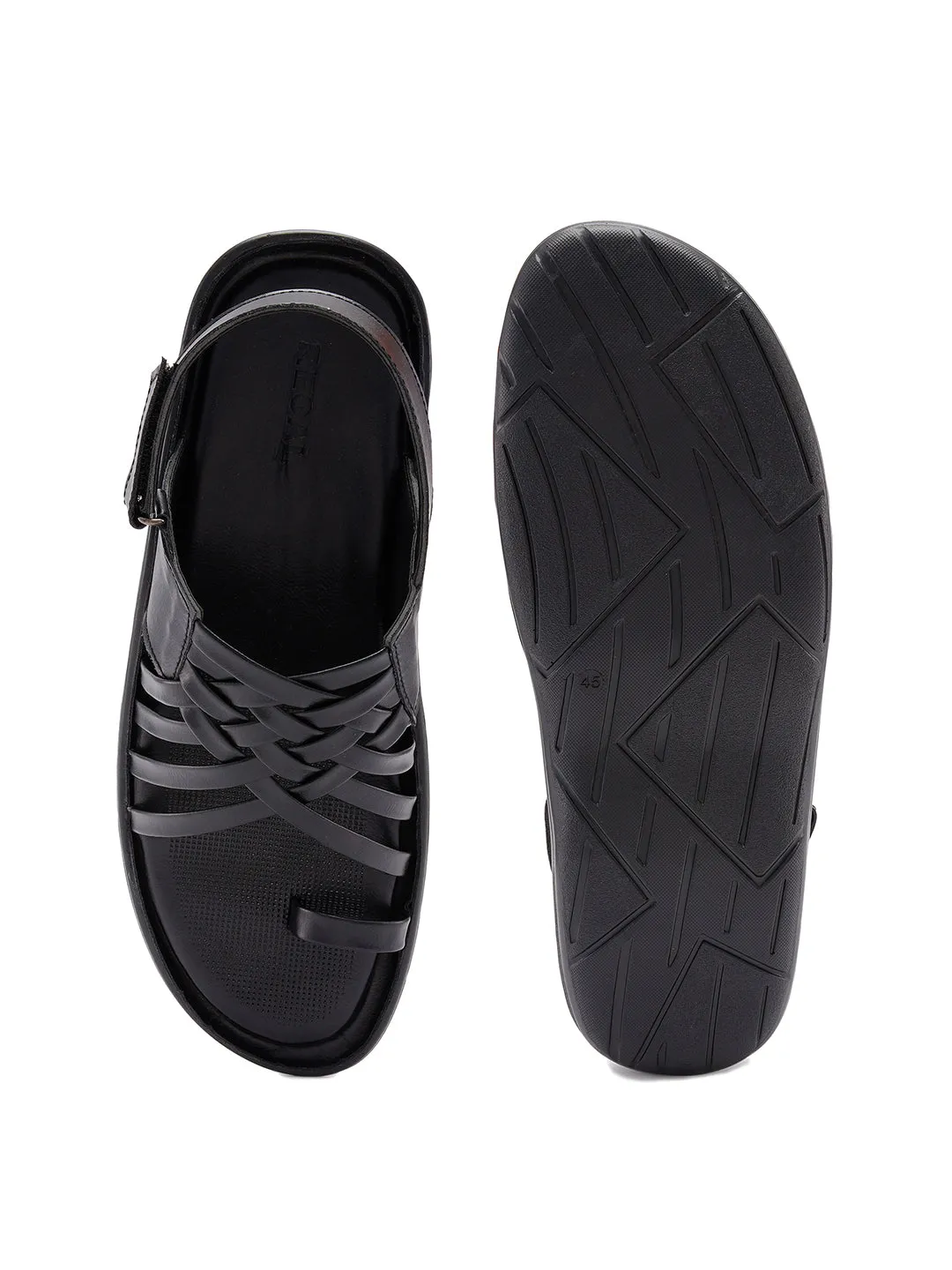 Regal Black Men One Toe Formal Strappy Sandal