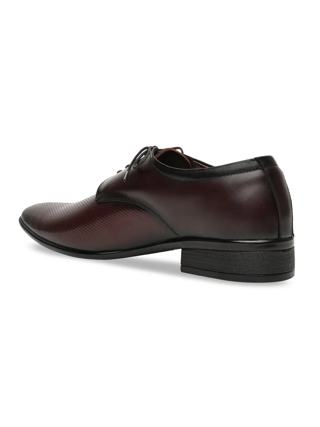 Regal Maroon Men Formal Textured Leather Lace Ups