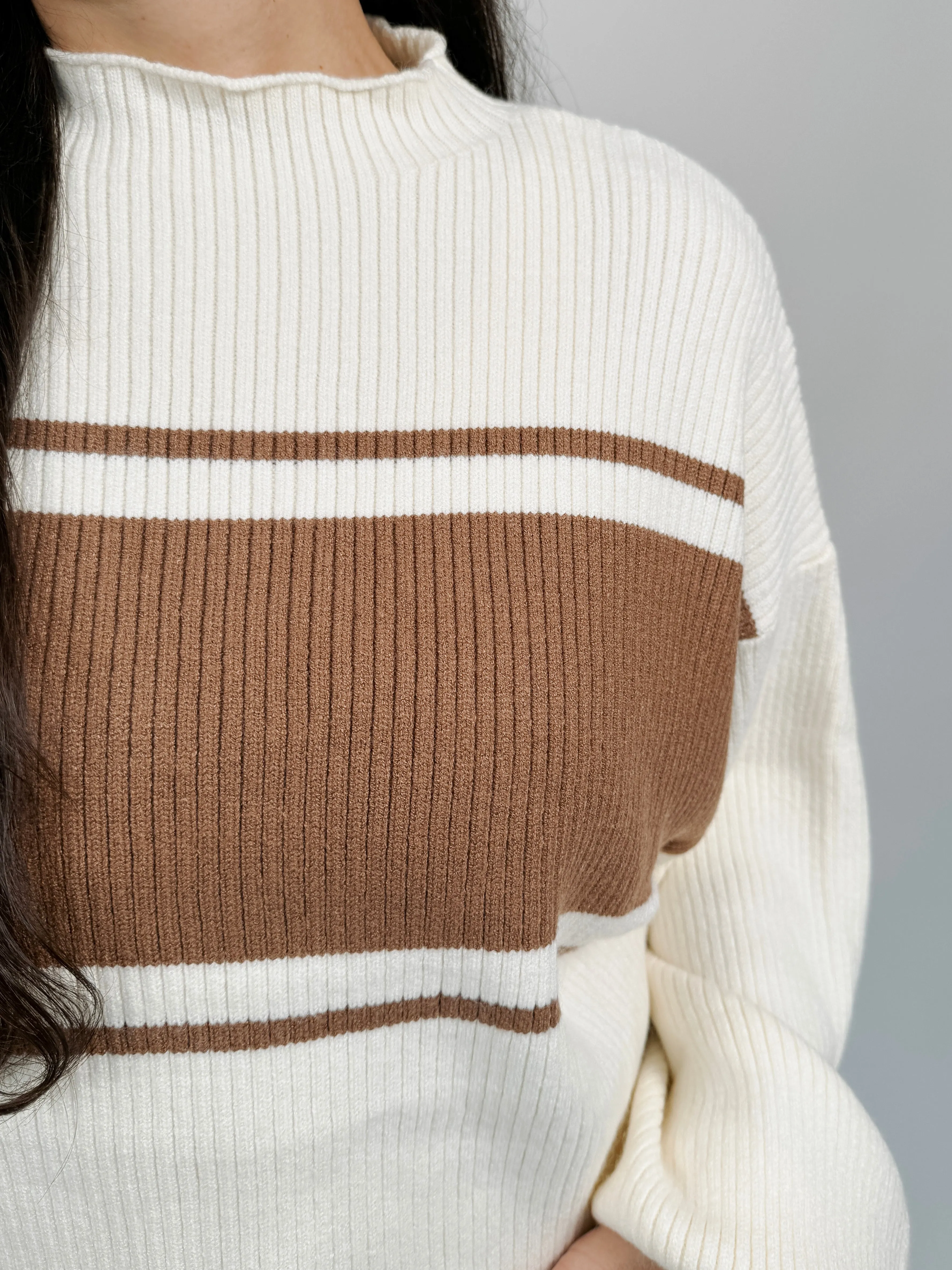 Remi Stripe Mock Neck Sweater