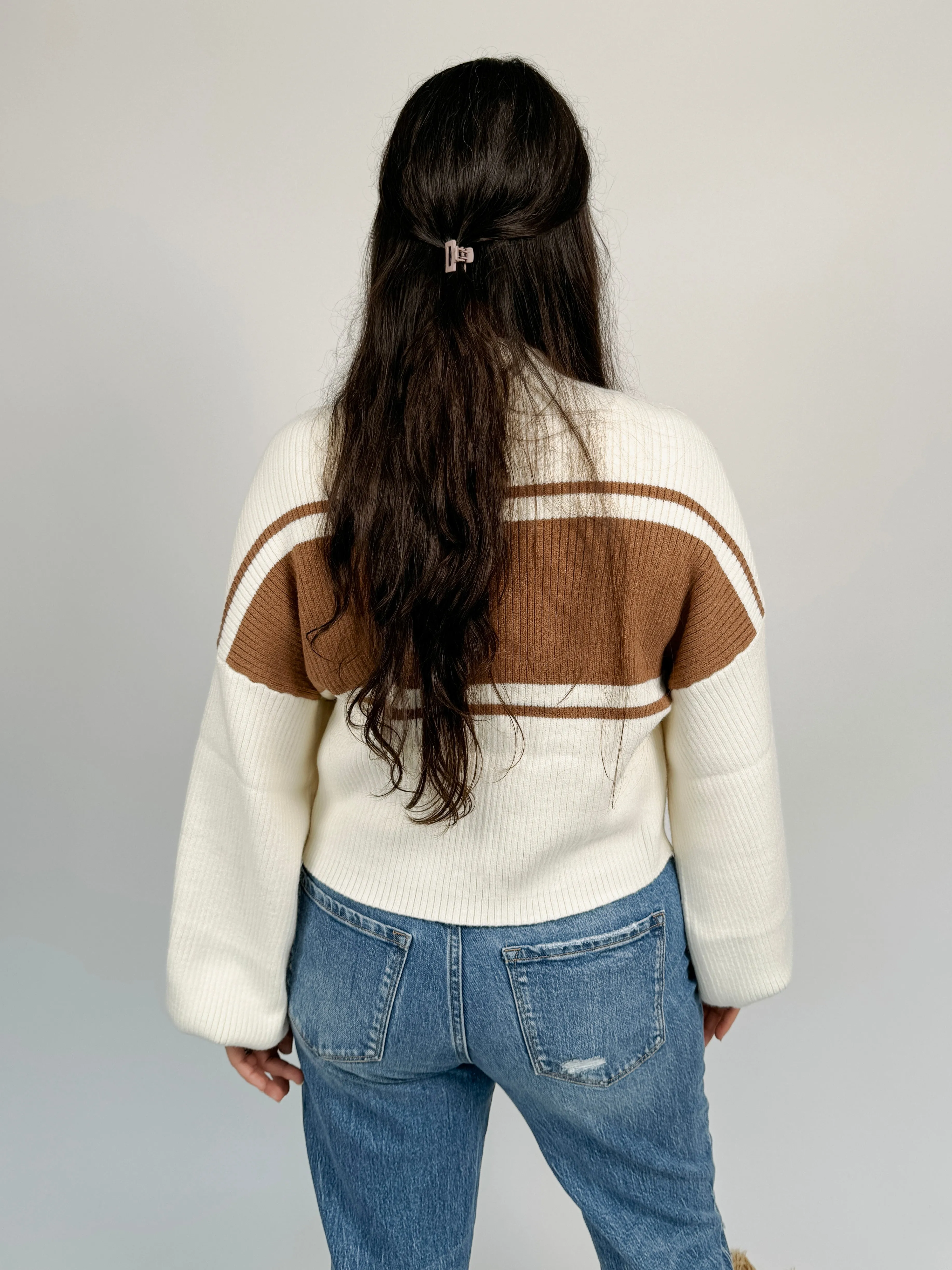 Remi Stripe Mock Neck Sweater