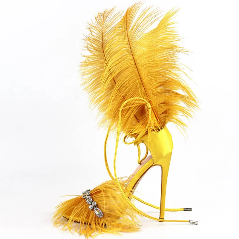 Rhinestone High Heel Fur Party Sandals