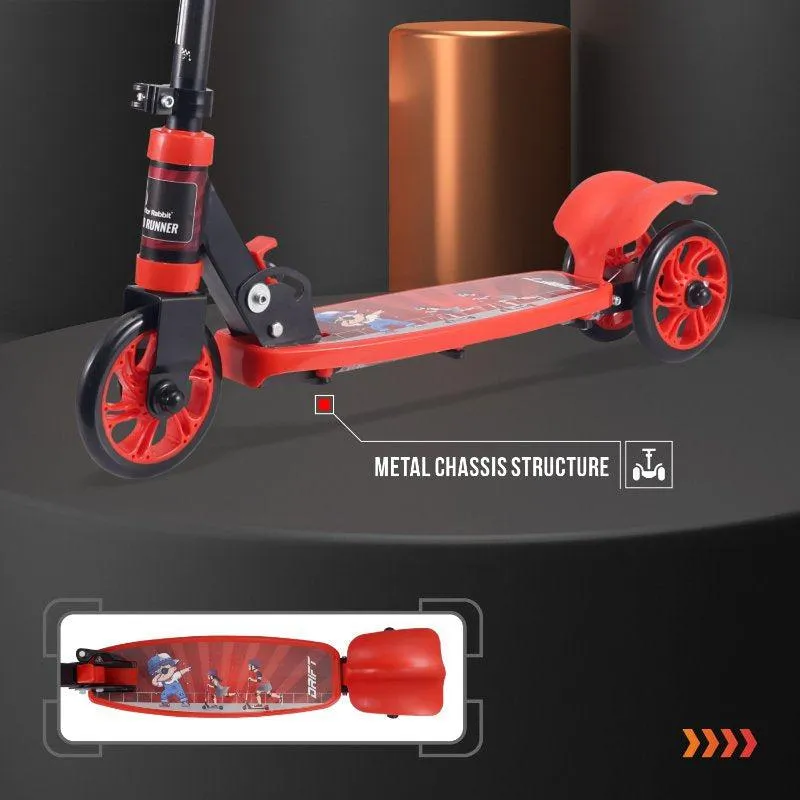 Road Runner Drift Scooter - Metal Body, 3 Level Height Adjustment, Anti Slip Deck