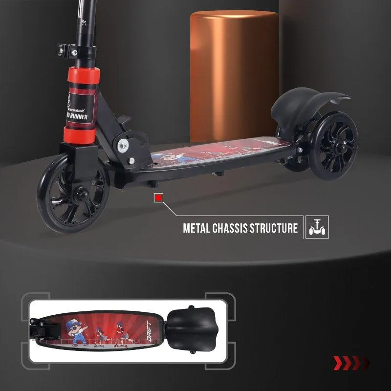 Road Runner Drift Scooter - Metal Body, 3 Level Height Adjustment, Anti Slip Deck