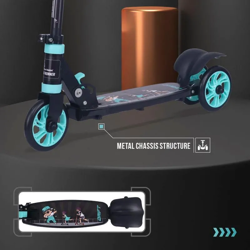 Road Runner Drift Scooter - Metal Body, 3 Level Height Adjustment, Anti Slip Deck