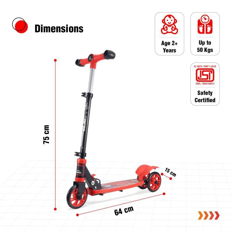 Road Runner Drift Scooter - Metal Body, 3 Level Height Adjustment, Anti Slip Deck