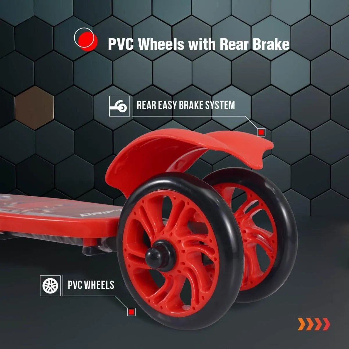 Road Runner Drift Scooter - Metal Body, 3 Level Height Adjustment, Anti Slip Deck