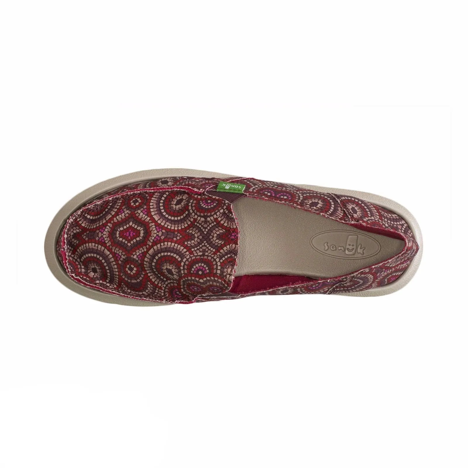 Sanuk Donna Burgundy Multi Radio Love Shoes