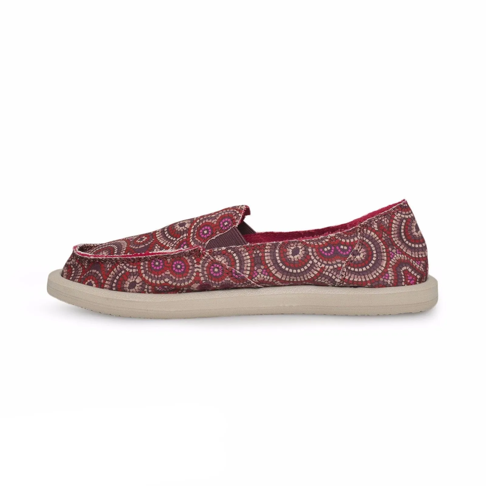 Sanuk Donna Burgundy Multi Radio Love Shoes