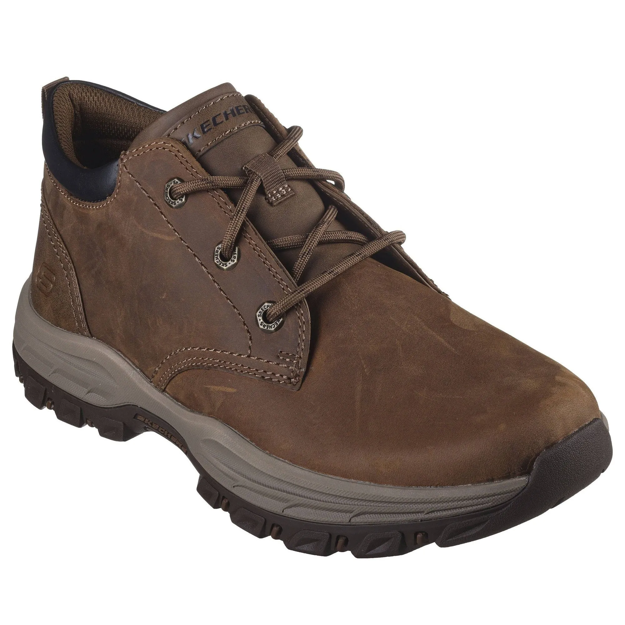 Skechers 204921 Knowlson Ramhurst Mens Desert Brown Leather Lace Up Ankle Boots