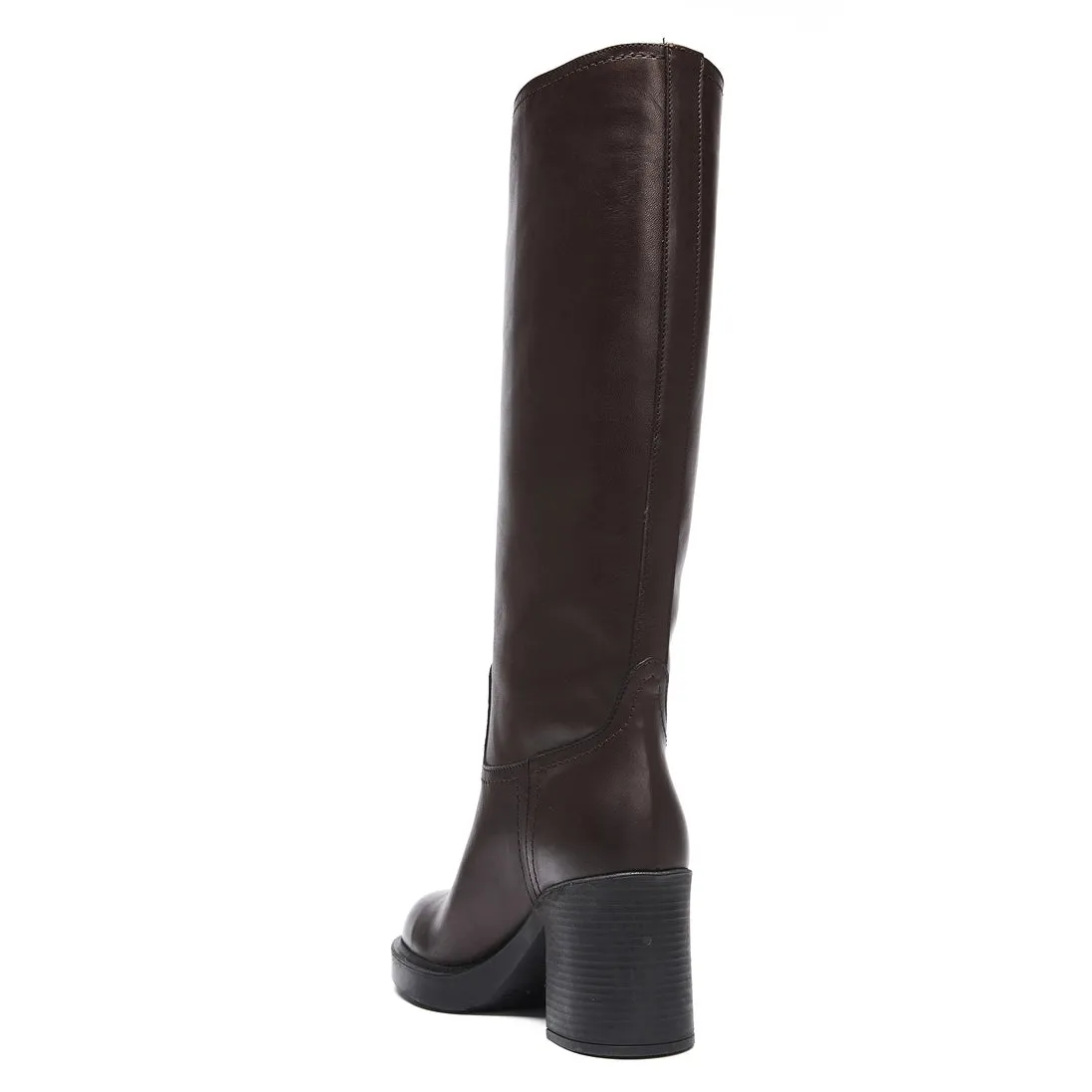 Sophie Tall Dark Brown Leather Boots | Made in Italy