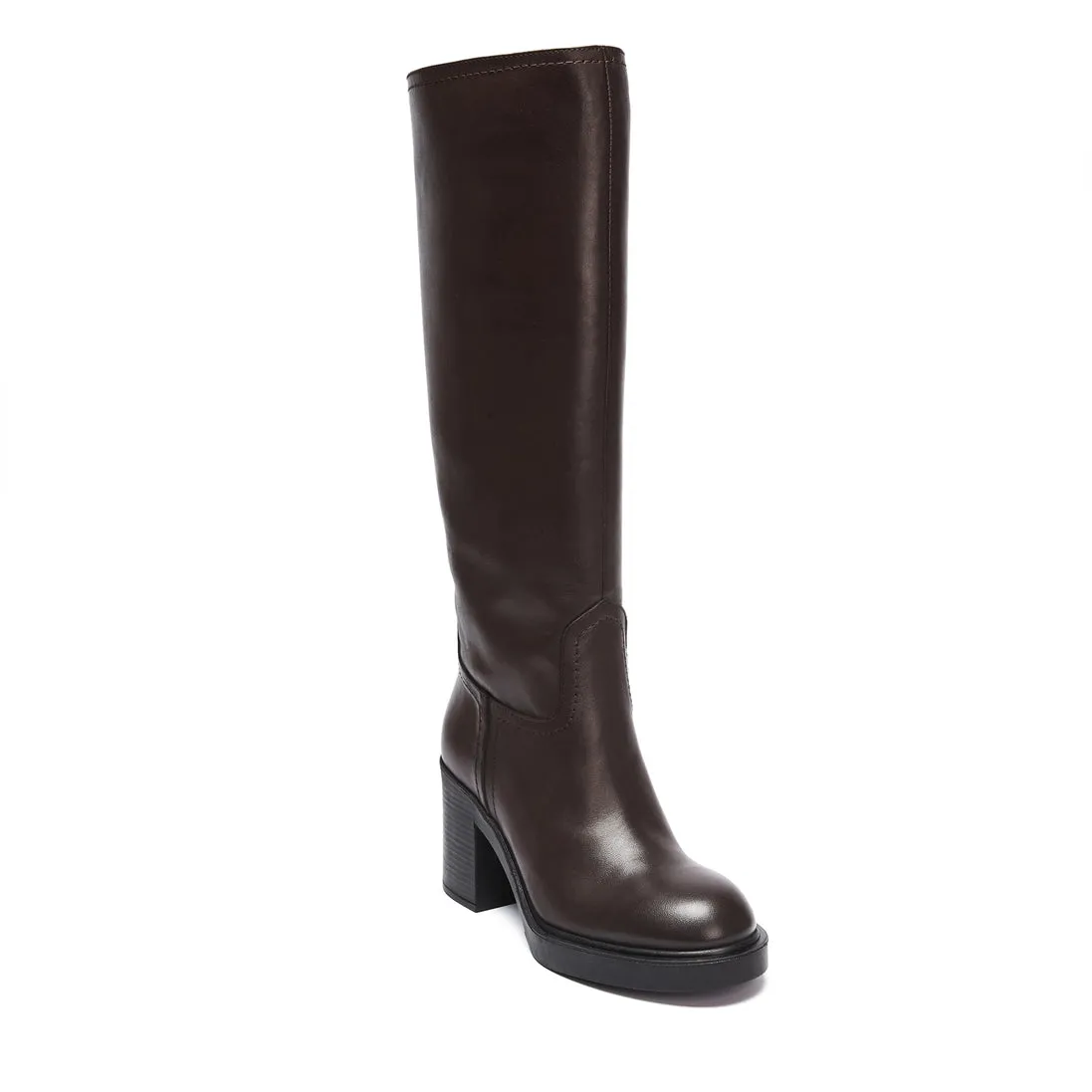 Sophie Tall Dark Brown Leather Boots | Made in Italy