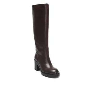Sophie Tall Dark Brown Leather Boots | Made in Italy