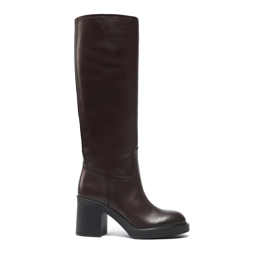 Sophie Tall Dark Brown Leather Boots | Made in Italy