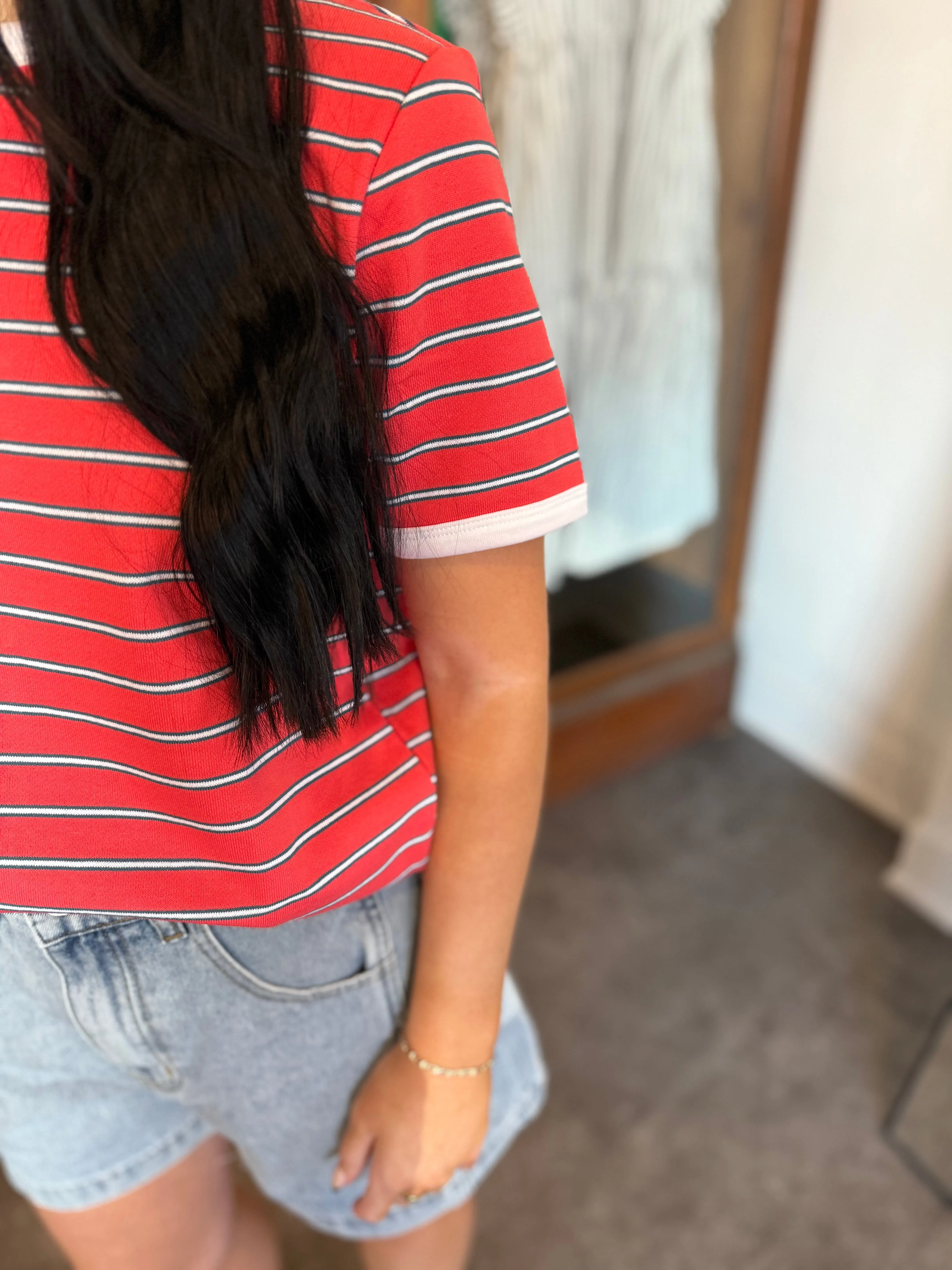 Spring Vibes T Coral Stripe