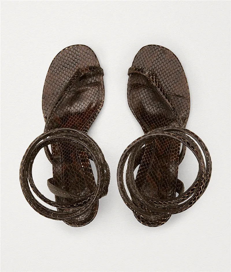 Summer Serpent Print Elastic Strap Stiletto Sandals
