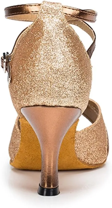 TDA Women's Mid Heel Knot Synthetic Salsa Tango Ballroom Latin Party Comfortable Dance Shoes