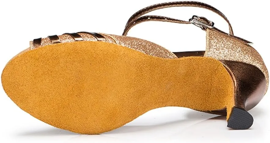 TDA Women's Mid Heel Knot Synthetic Salsa Tango Ballroom Latin Party Comfortable Dance Shoes