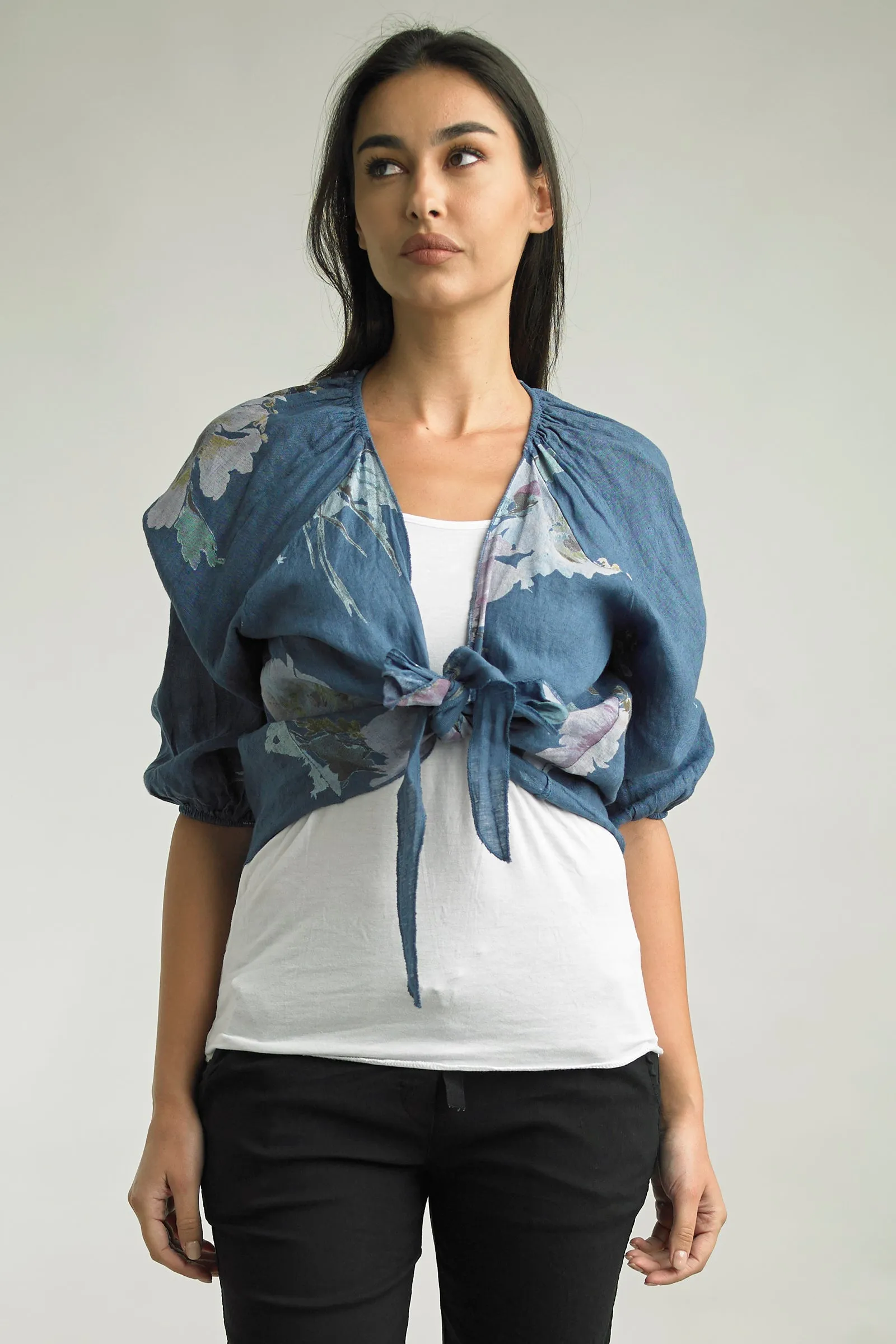 Tempo Paris Floral Linen Bolero  Elegant & Lightweight