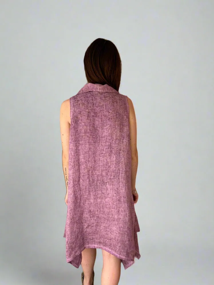 Tempo Paris Linen Sleeveless Dress in Magenta