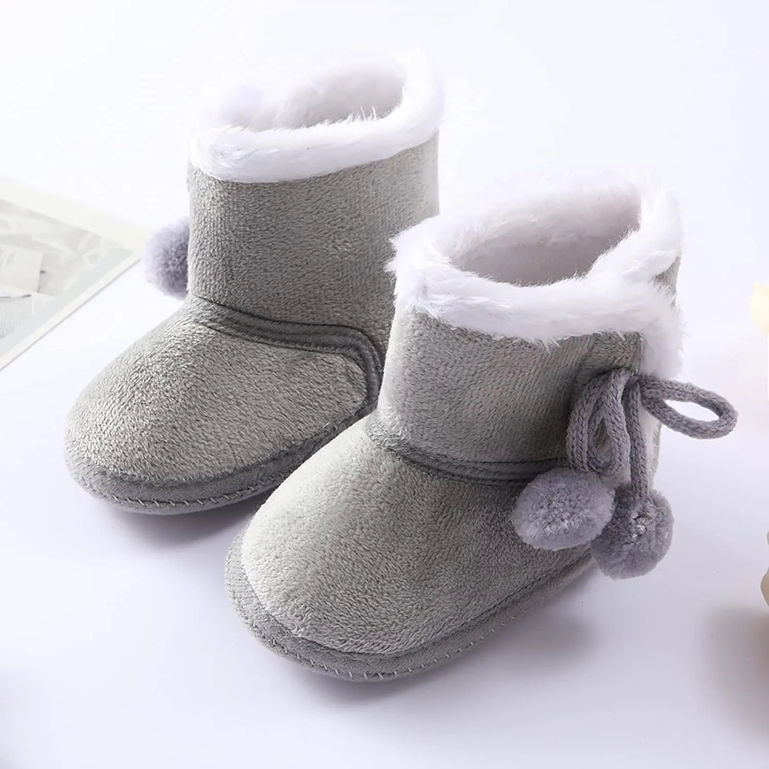 Toddler Side Front Booties Kids Girls Boys Snow Short Boots Baby Infant Newborn Fuzzy Lined Slip On Flat Shoes