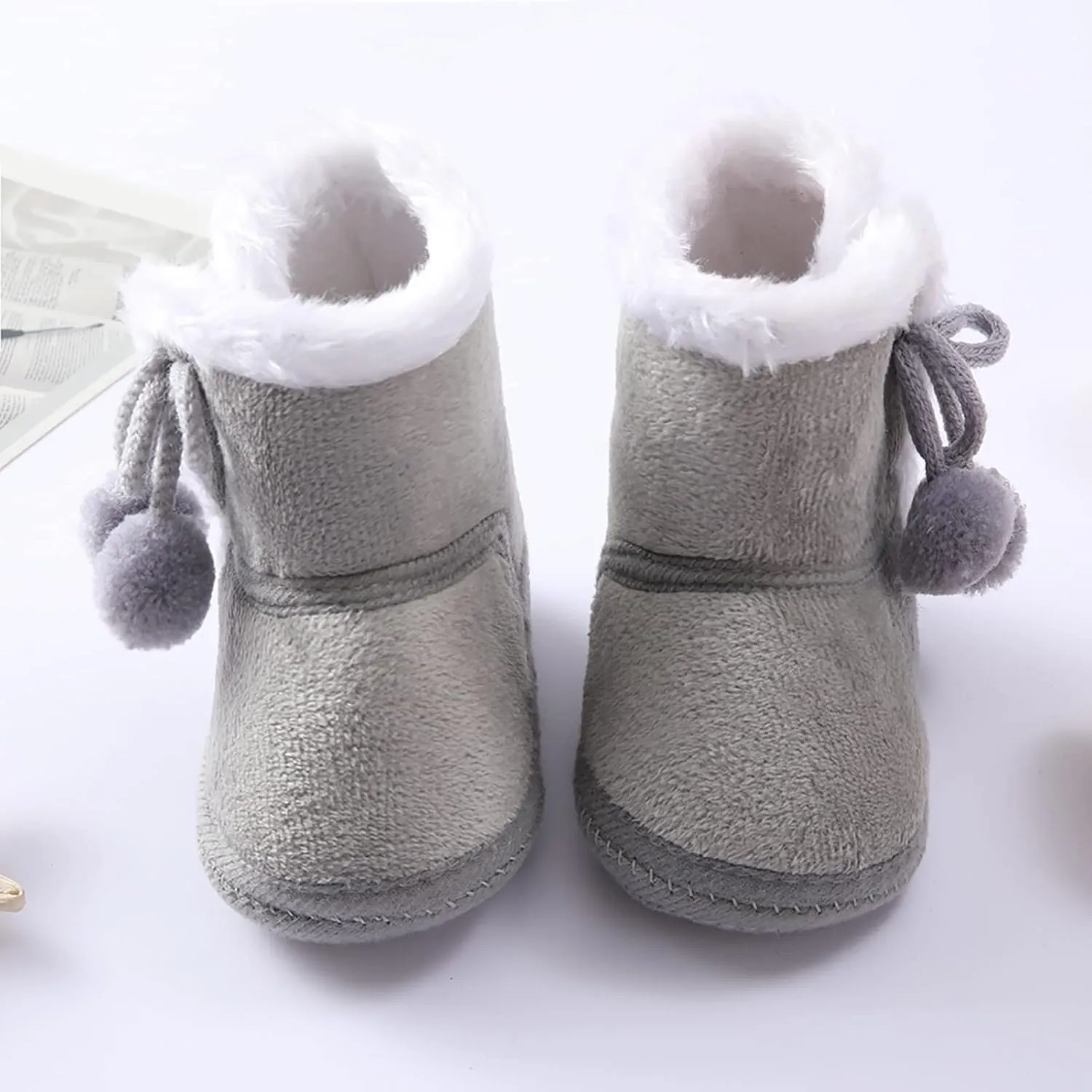 Toddler Side Front Booties Kids Girls Boys Snow Short Boots Baby Infant Newborn Fuzzy Lined Slip On Flat Shoes