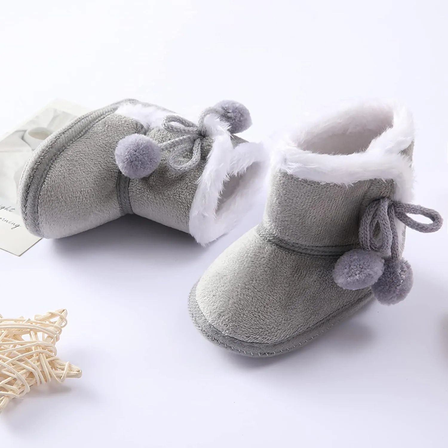 Toddler Side Front Booties Kids Girls Boys Snow Short Boots Baby Infant Newborn Fuzzy Lined Slip On Flat Shoes