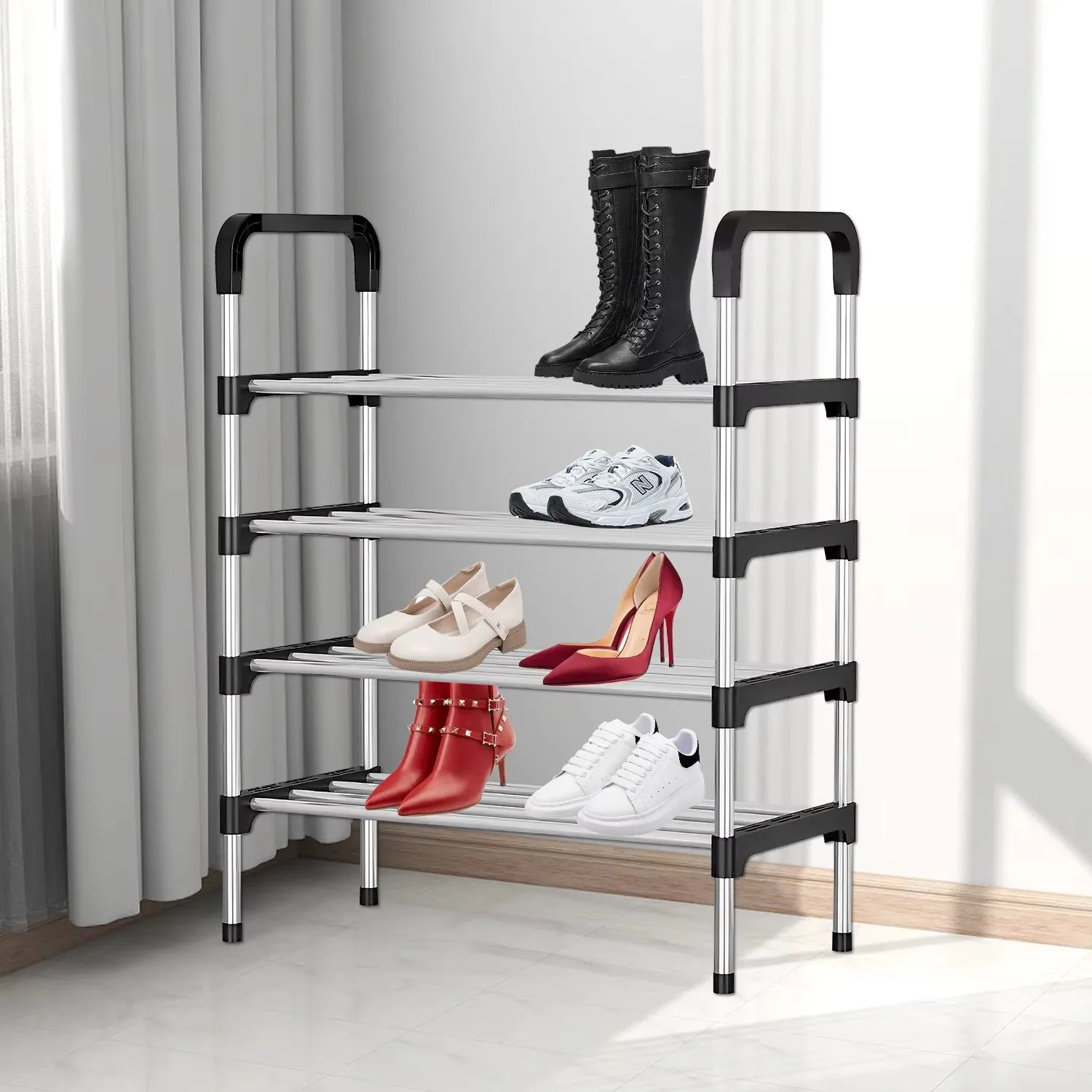 [UK Stock] 6/5/4 Layer Shoe Rack Shoes Storage Shelf Dustproof Boots Organizer Stand Holder Shoes Storage Shelf Shoe-Cabinet