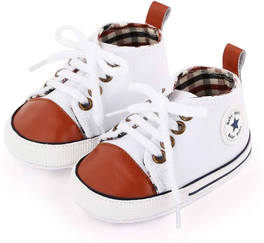 Unisex Baby Girls Boys Canvas High-top Shoes, Newborn Infant Anti-Slip Soft Sole Frist Walking Breathable Sneakers