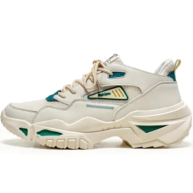 White Color Ari Mesh Chunky Sneakers