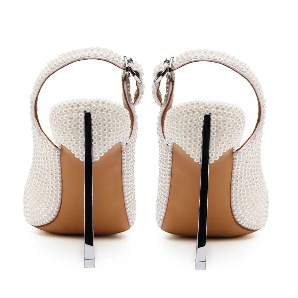 White Heel Jewelry Peep Toe Buckle Sandals
