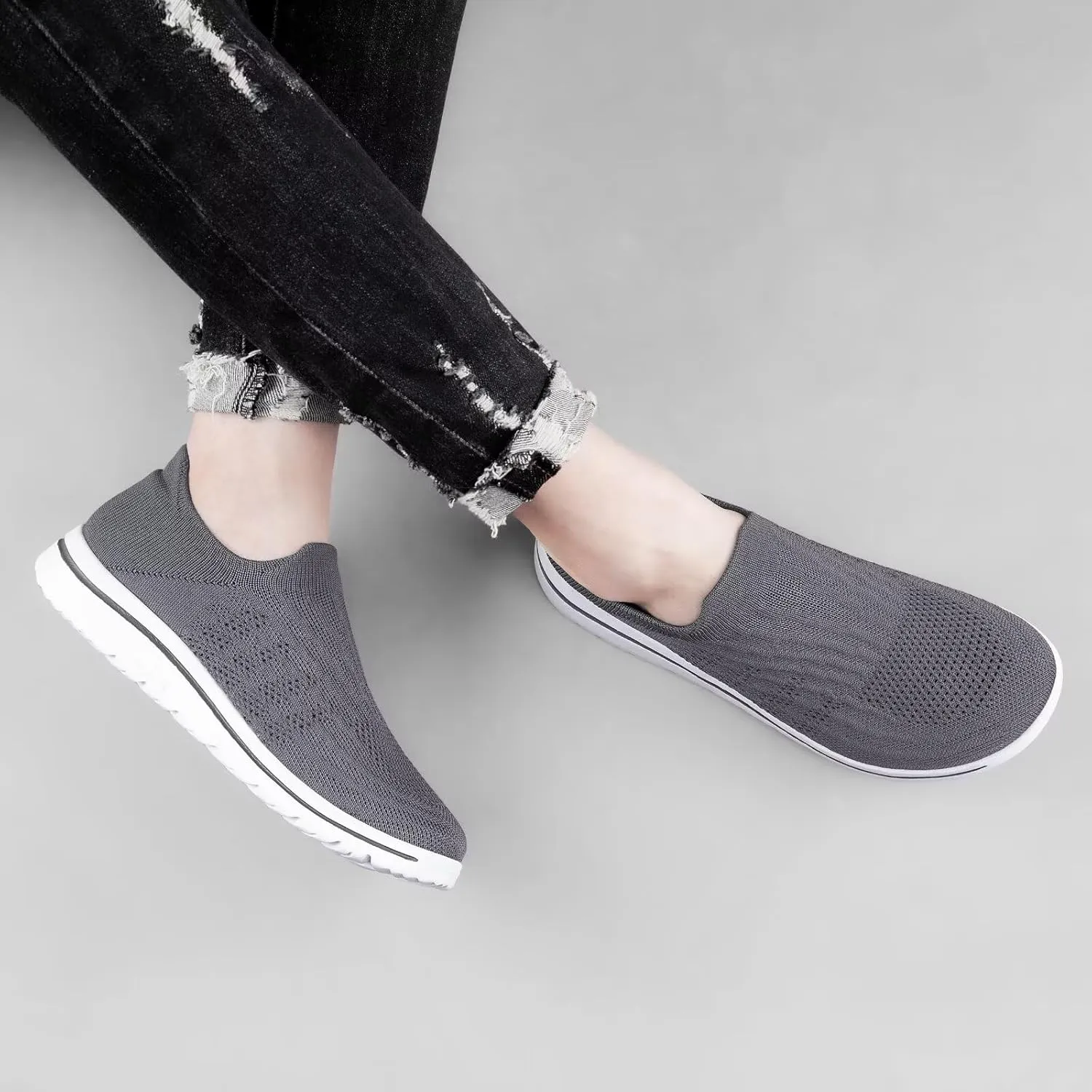 Wide Toe Shoes Men Barefoot Sock Sneakers Flat Mesh Pull-on Lightweight Breathable Casual Comfortable